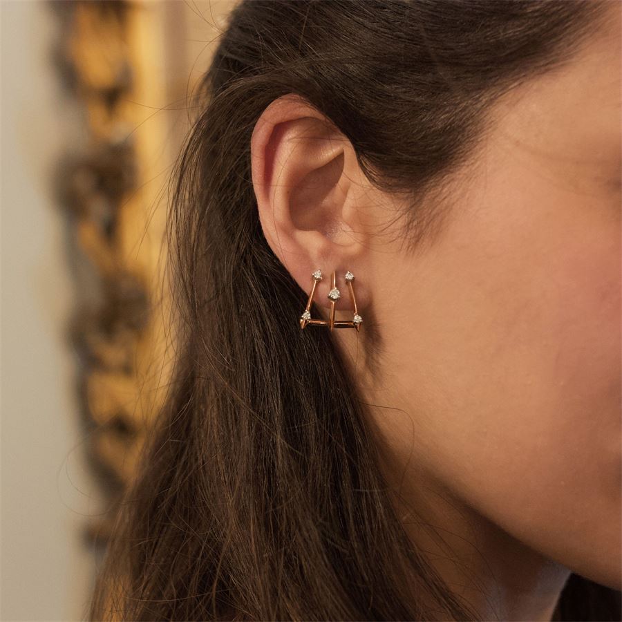 Pink gold 3 element 'Balance' earrings BALANCE | OR3AU9R CT 0,40